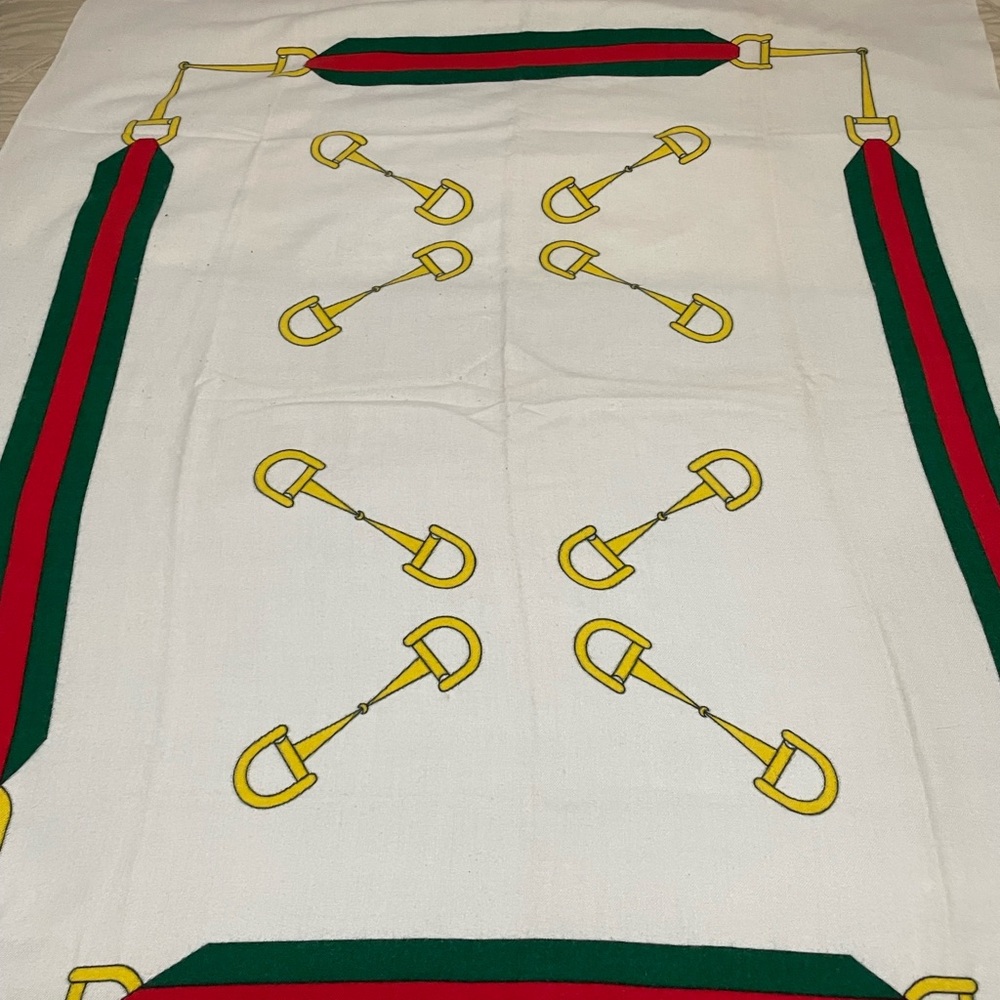 Gucci Wool Blanket Cream with Red and Green Accents and Yellow Harnesses